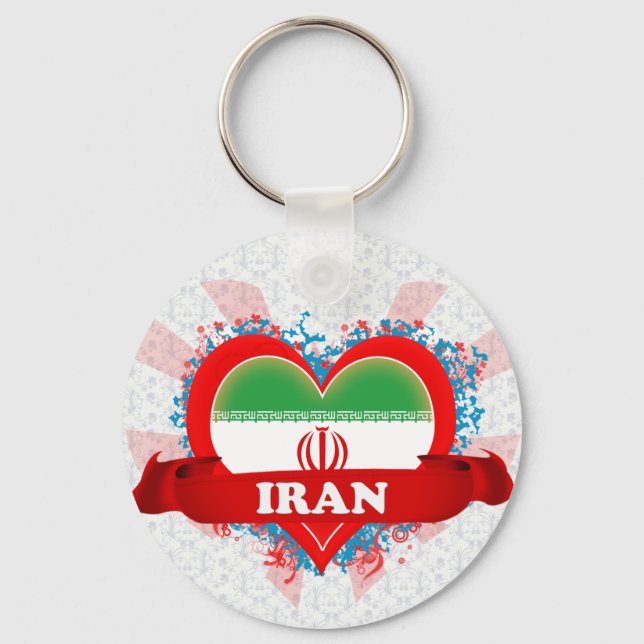 Chaveiro Vintage I Love Iran (Frente)