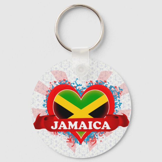 Chaveiro Vintage I Love Jamaica (Frente)