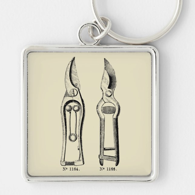 Chaveiro VINTAGE ILLUSTRATION Gardentools Pruners K (Frente)