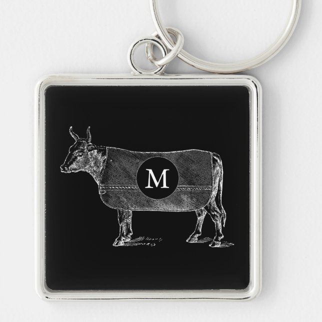 Chaveiro VINTAGE ILLUSTRATION Vaca Blanket Monograma Chavei (Frente)