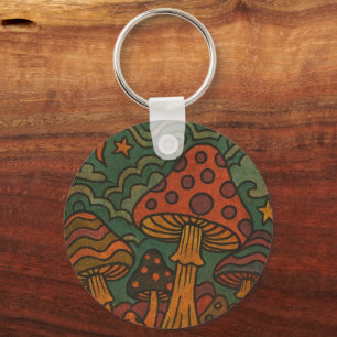Chaveiro Vintage Jardim Mágico de Cogumelo Psicodélico dos