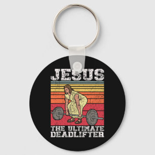 Chaveiro Vintage Jesus, O Último Deadlifador Engraçado Gym