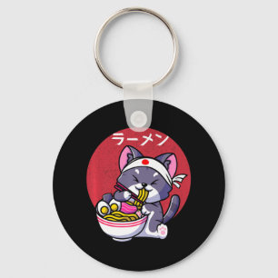 Chaveiro Vintage Kawaii Anime Ramen Cat Gift Comida Japonês