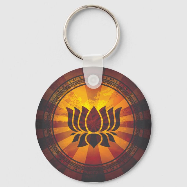 Chaveiro Vintage Lotus Flower Impressão (Frente)