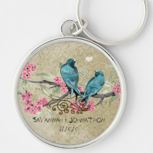 Chaveiro Vintage Love Birds Cadeia-Chave de Casamento