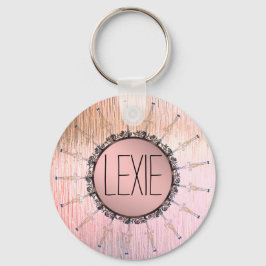 Chaveiro Vintage Mandala sobre o vidro de Fosco rosa-pêsseg