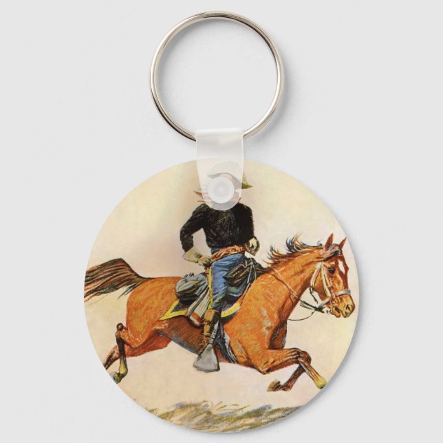 Chaveiro Vintage Militar, Oficial de Cavalaria de Remington (Frente)