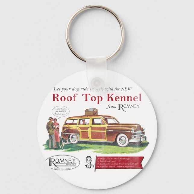 Chaveiro Vintage Mitt Romney Dog Retro Ad (Frente)