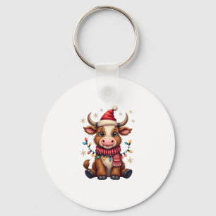 Chaveiro Vintage Natal Vaca das Terras Altas em Chapéu de P