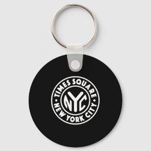 Chaveiro Vintage Nova York Círculo Times Square Branco