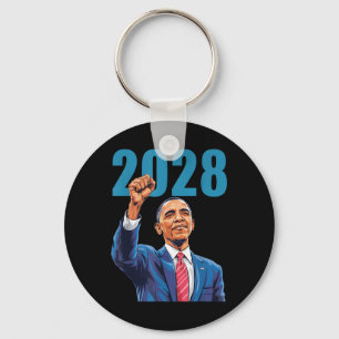 Chaveiro Vintage Obama 2028 Engraçado Eleição Política Patr