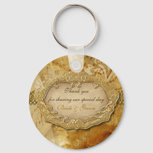 Chaveiro Vintage "obrigado você" casamento marrom