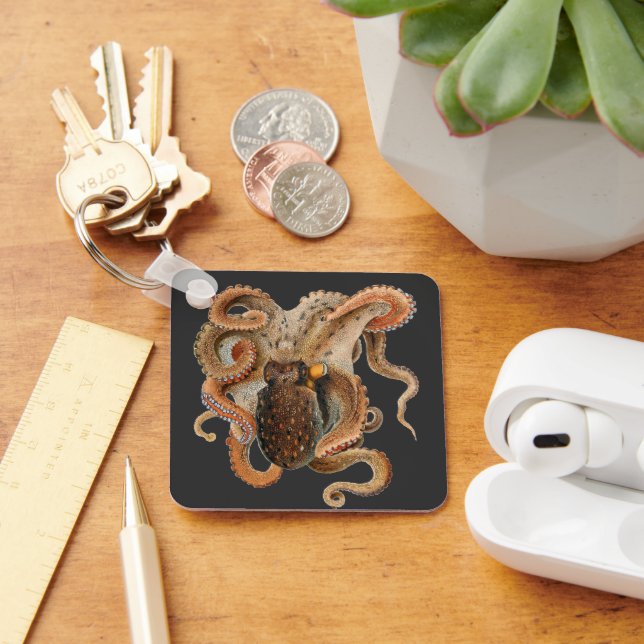 Chaveiro Vintage Octopus Vulgaris, Animais da Vida Marinha (Mesa)