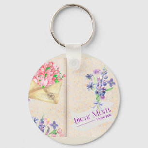 Chaveiro Vintage Open Book Style Art com Floral Mãe