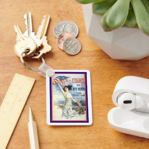 Chaveiro Vintage Patriotic Woman com Poster de Arte de Band