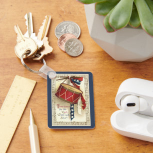 Chaveiro Vintage patriótico, cilindros com notas musicais