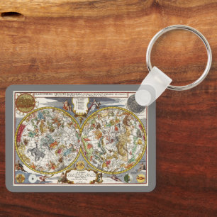 Chaveiro Vintage Planisphere Star Map por Nicholas de Fer