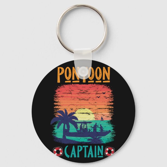 Chaveiro Vintage Pontoon Capitão Estilo Retro Barco Pontoon (Frente)