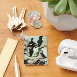 Chaveiro Vintage Puffins e Aves Aquáticas de Louis Fuertes