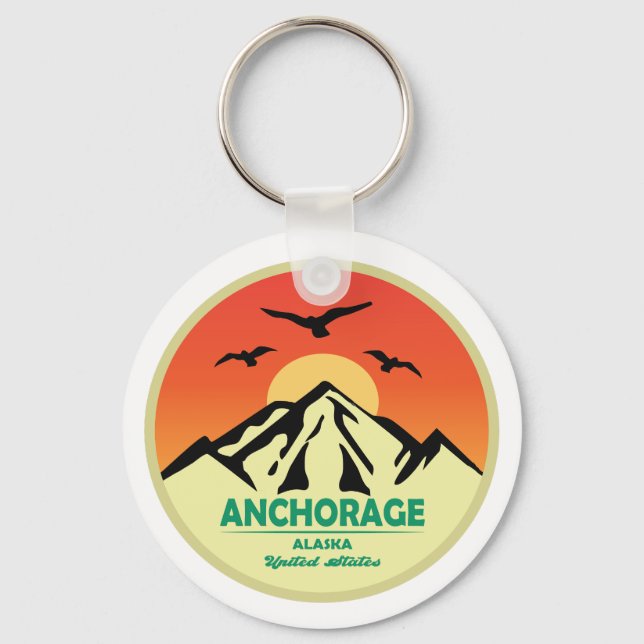 Chaveiro Vintage Retro Anchorage Alaska (Frente)