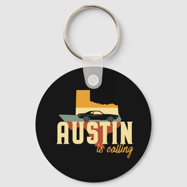 Chaveiro Vintage Retro Austin Texas TX USA City Map (Frente)