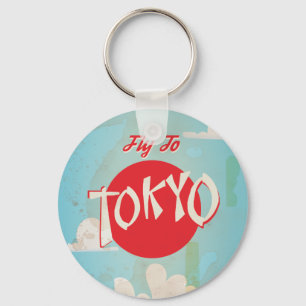 Chaveiro Vintage Retro Fly to Tokyo Poster de viagens