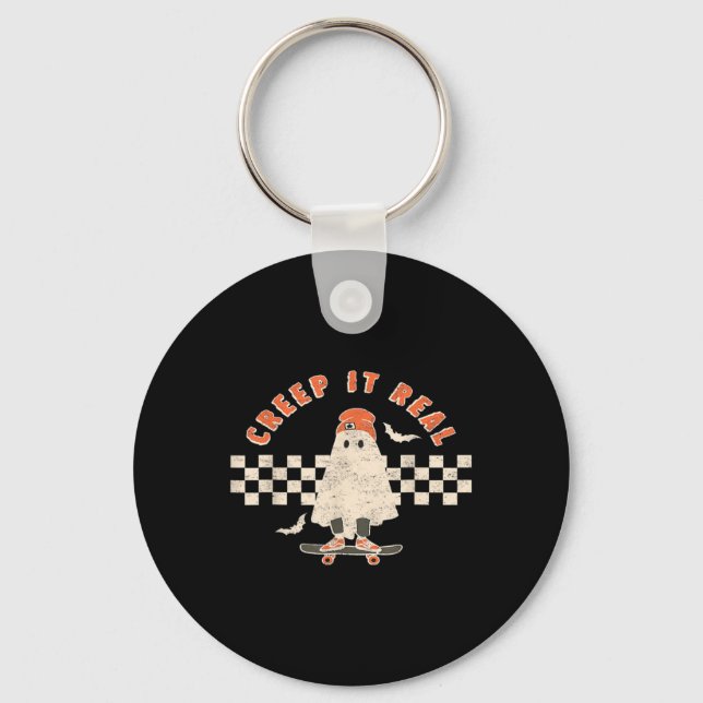 Chaveiro Vintage Retro Halloween Creme de verdade (Frente)