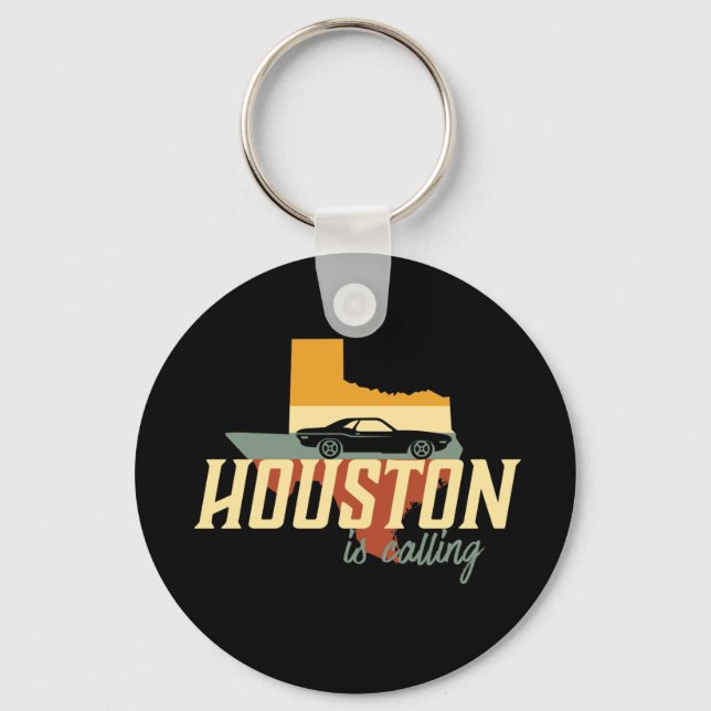 Chaveiro Vintage Retro Houston Texas USA City Map (Frente)