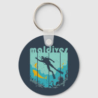 Vintage Retro Maldives Dividindo mergulhador Legal
