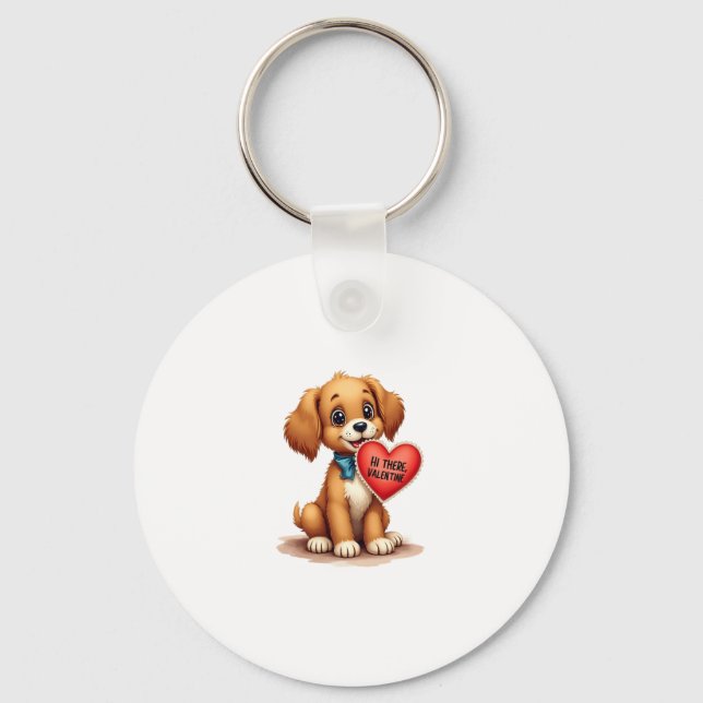 Chaveiro Vintage Retro Valentine's Day Puppy Dog Valentine  (Frente)