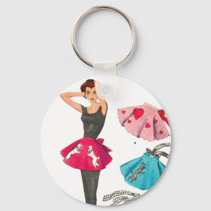 Chaveiro Vintage Retro Women 50 Fashion Poodle Skirt Apron