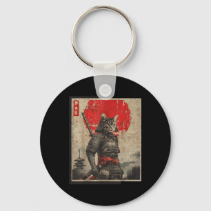 Chaveiro Vintage Samurai Cat Camisetas Gráficas Japonesas M