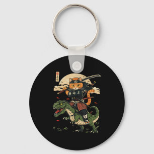 Chaveiro Vintage Samurai Cat Dinossaur Japonês Art Graphic