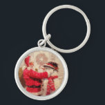 Chaveiro Vintage Santa Claus Snowman Winter Christmas<br><div class="desc">Vintage Santa Claus Snowman Chaveiros de Natal de inverno apresentam um Papai Noel alegre e um boneco de neve na neve. Perfeito como enchedores e presentes para família e amigos nos feriados de Natal. Parte de uma coleção. Projetado por feriados do Evco www.zazzle.com/store/evcoholidays</div>