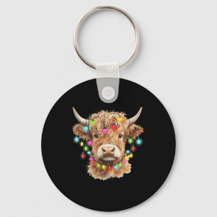 Chaveiro Vintage Scottish Highland Cow Animal Christmas Xma