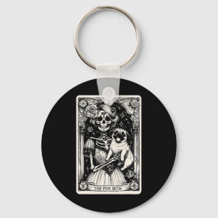 Chaveiro Vintage Skeleton Pug Mãe Tarot Card Witchy Vibes P
