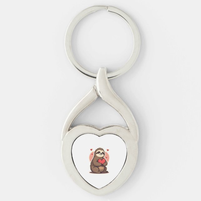 Chaveiro Vintage Sloth Valentine Cute Retro Love Design 2 (Frente)