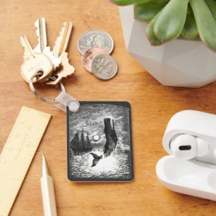 Chaveiro Vintage Sperm Whale Breaking, Animais Marinhos