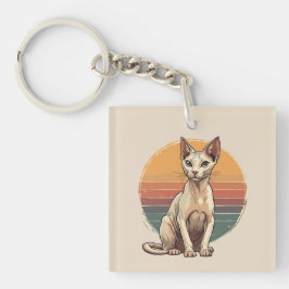 Chaveiro Vintage Sphynx Cat Mom Retro Art