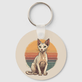Chaveiro Vintage Sphynx Cat Mom Retro Art