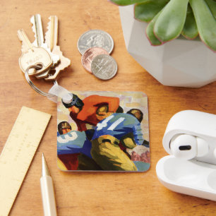 Chaveiro Vintage Sports, jogadores de futebol em um jogo