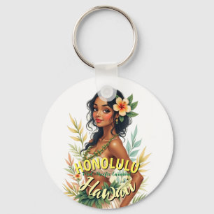 Chaveiro Vintage Style Hawaii Viagem Honolulu Hula Girl