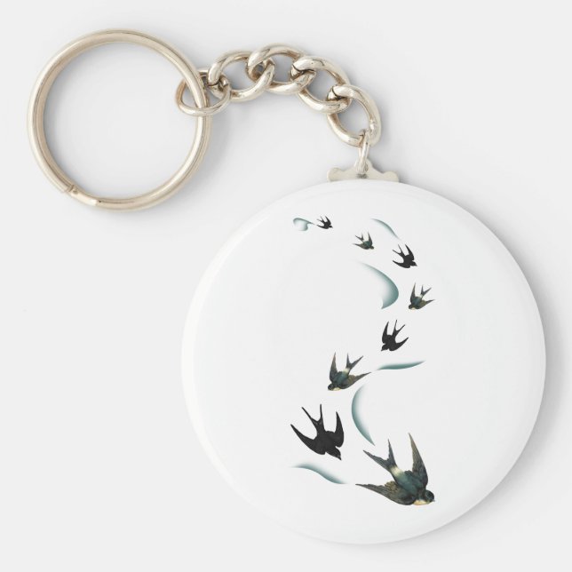 Chaveiro Vintage Swallow Birds Art (Frente)