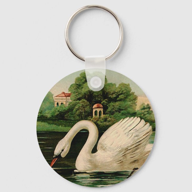 Chaveiro Vintage Swan no lago (Frente)