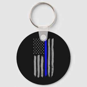Chaveiro Vintage Thin Blue Line Shirt Policial Apoia Usa Fl