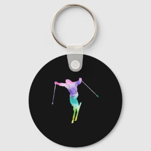 Chaveiro Vintage Tie Dye Descida Ski Art Skiier