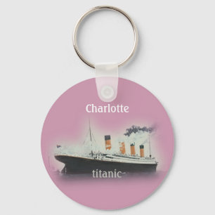 Chaveiro Vintage Titaner Ocean Liner Girl Nome Rosa Navio