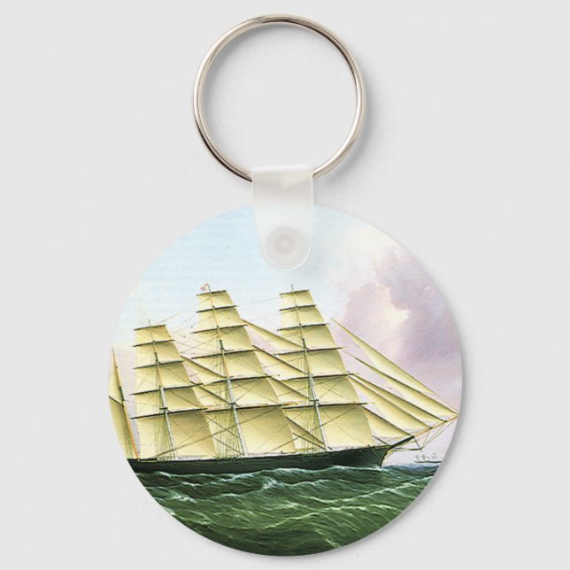 Chaveiro Vintage Transportation Antique Clipper Ship at Sea (Frente)