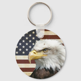 Chaveiro Vintage US USA Flag com American Eagle