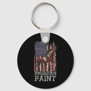 Chaveiro Vintage USA Flag American Paint Horse Lover2